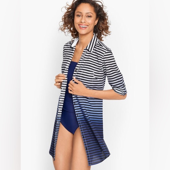 Miraclesuit | Talbot’s - MIRACLESUIT® BEACH SHIRT - OMBRÉ STRIPE - Picture 2 of 2